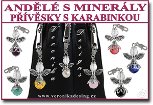 Andele pro stesti privesky s mineraly s karabinkou Veronika Designs
