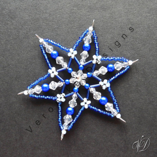 Vánoční korálková hvězda 0448 - Kolekce Dark Blue (PEVNÁ A NEREZ) Christmas bead ornament