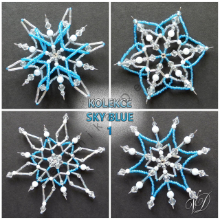 Vánoční hvězdy z korálků - Kolekce Sky Blue 1 (457,458,459,461) (PEVNÉ A NEREZ) Christmas bead decorations