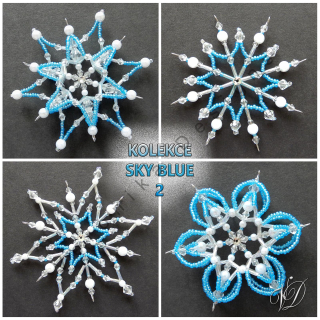 Vánoční hvězdy z korálků - Kolekce Sky Blue 2 (455,456,460,462) (PEVNÉ A NEREZ) Christmas bead decorations